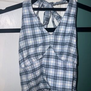 Hollister Light Blue and White Checkered Shirt